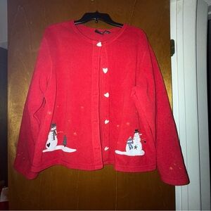 VINTAGE SNOWMAN RED FLEECE